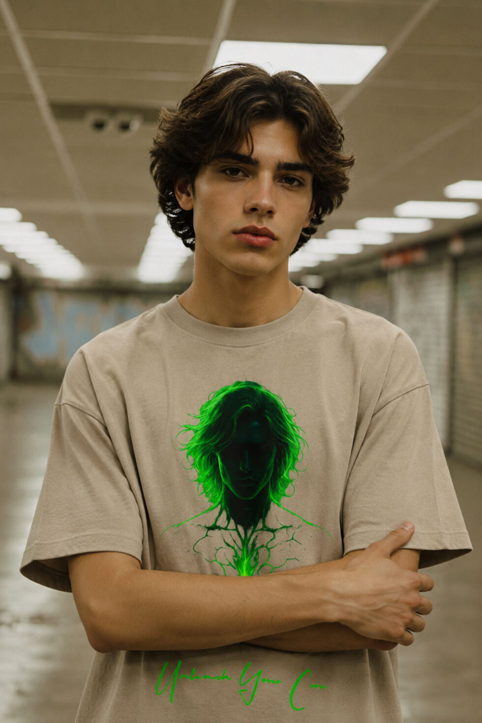 neon green energy front look