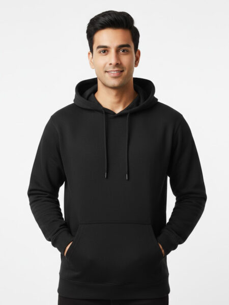Versatile Black Hooded Sweatshirt with Kangaroo Pocket | Everyday Style