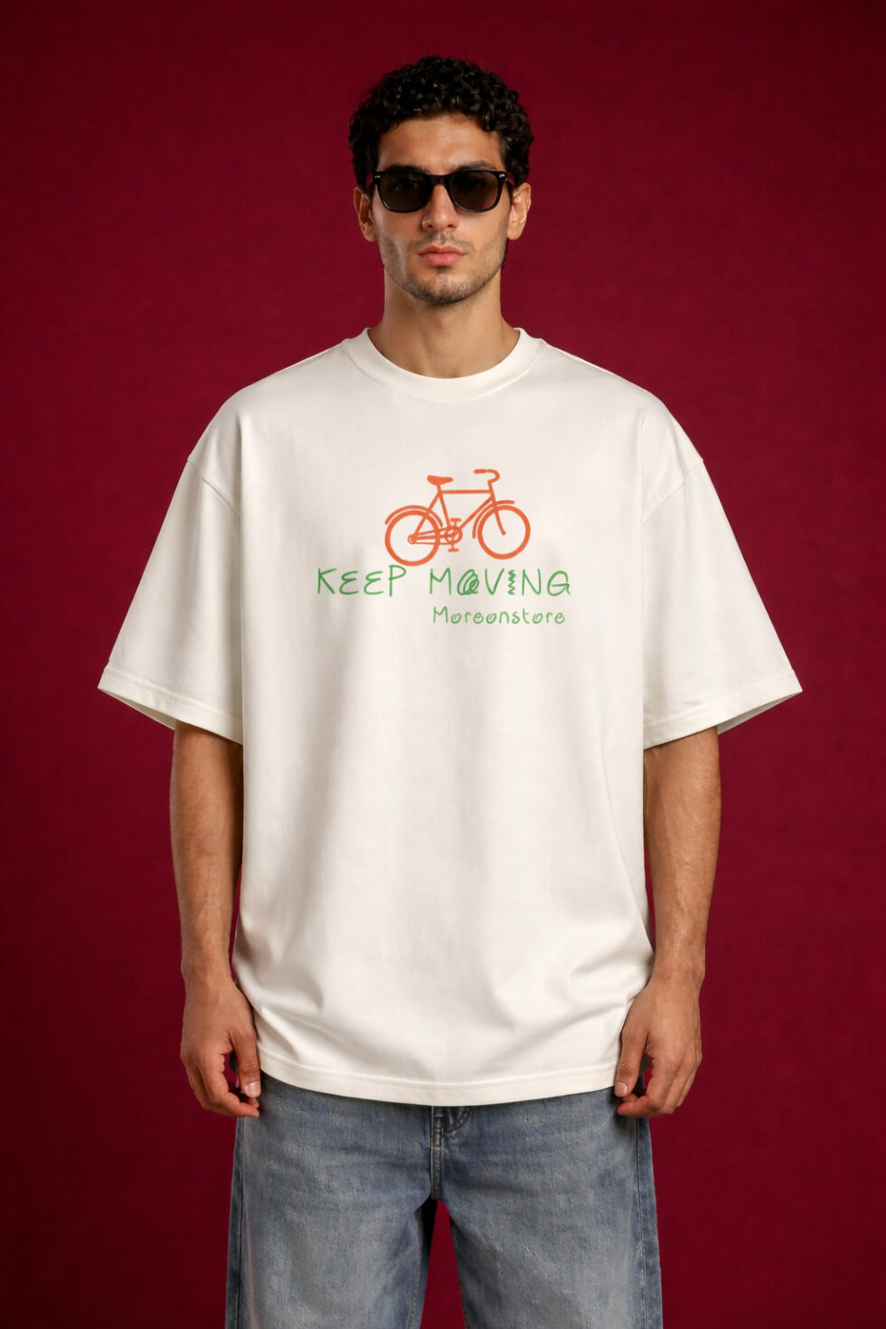 Keep Moving City Bicycle Oversized T-Shirt front
