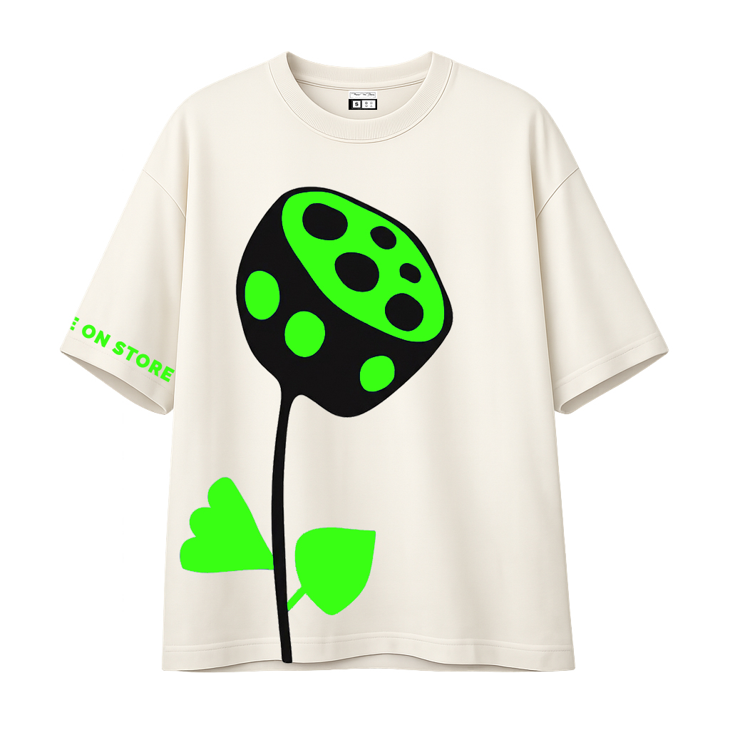 Lotus Pod Abstract Art T-shirt design by Moreon Store, white minimalist graphic tee.