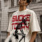 Premium oversized cream graphic t-shirt for men featuring Smoke Today skeleton gas mask artwork with bold streetwear print.